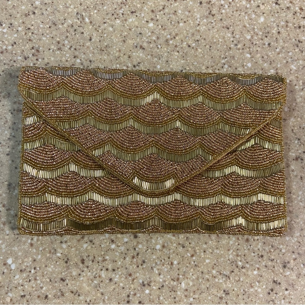 Lulus Golden Beaded Tan Bag